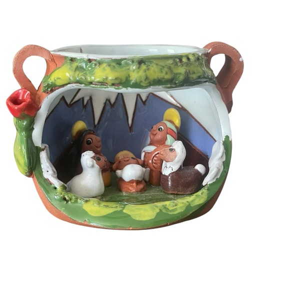 VTG G Walter? Handmade Ceramic NativityScene Tilinchos Mini People Bolivia
